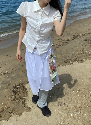 PUFF SLEEVE SHIRRING BLOUSE